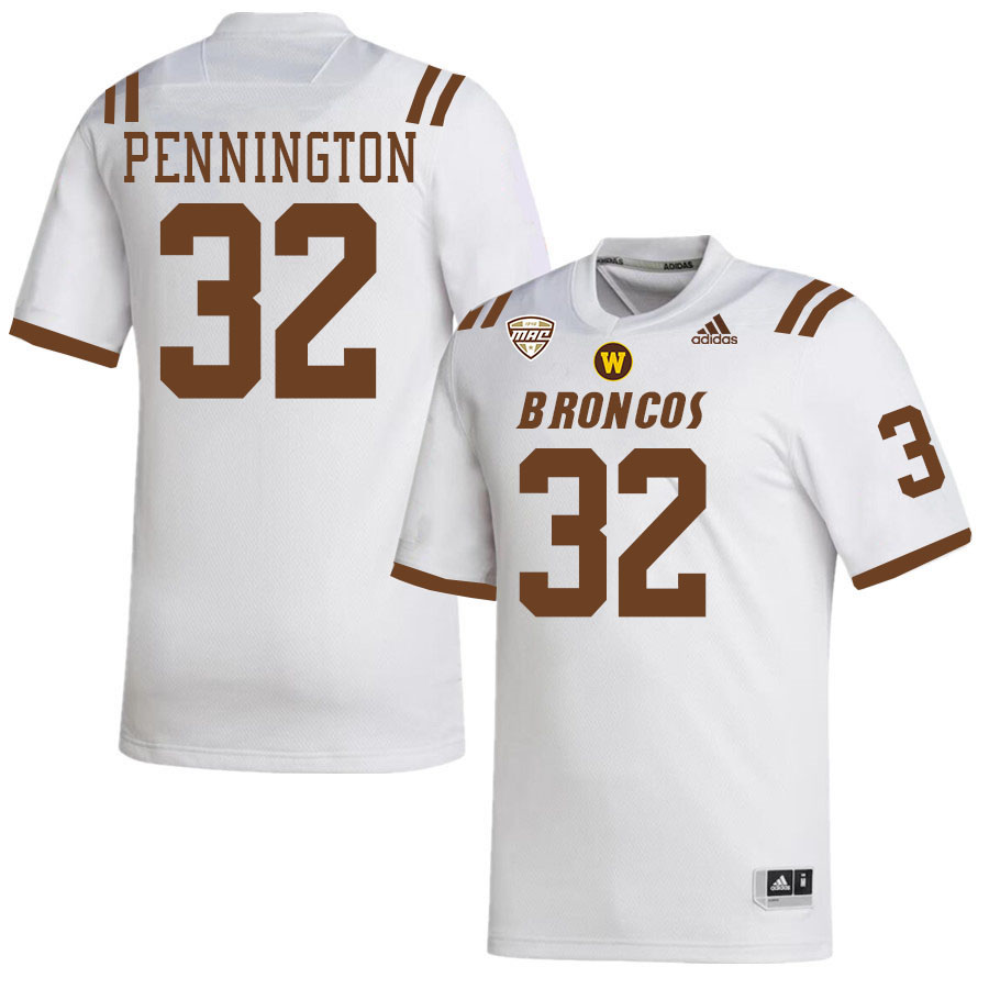 #32 Derek Pennington Western Michigan Broncos College Football Jerseys Stitched-White